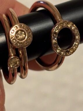 Coach Rose Gold-Tone Crystal Accent Stackable Ring Set